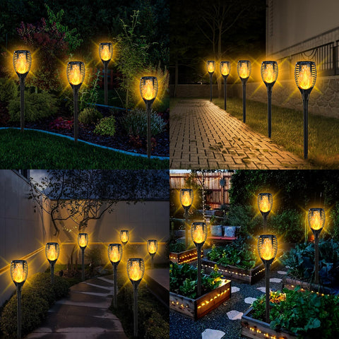 SHEDALED 33-LED upgraded flame lights provide extended evening illumination.