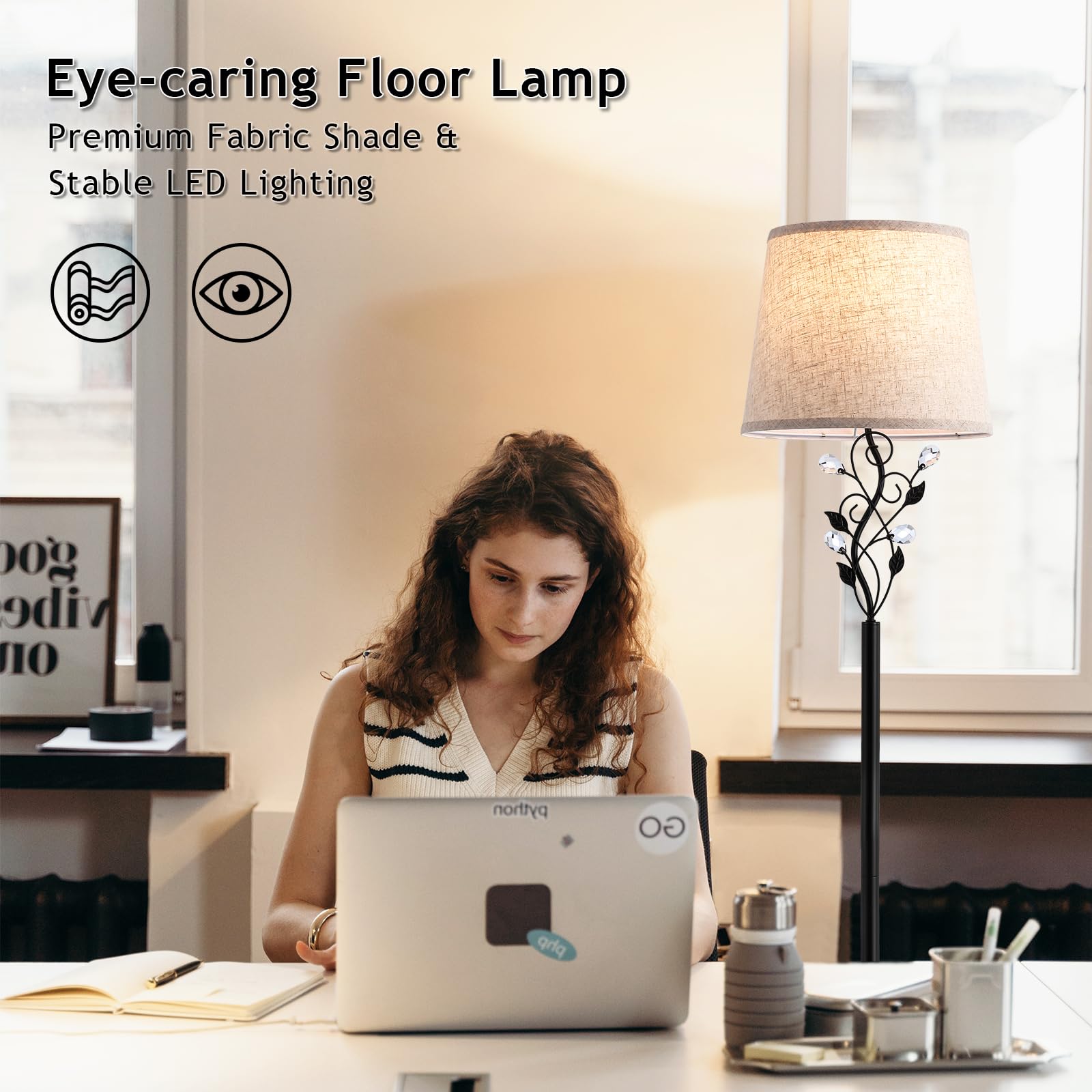 Sheeta floor lamp with feet switch for easy hands-free operation