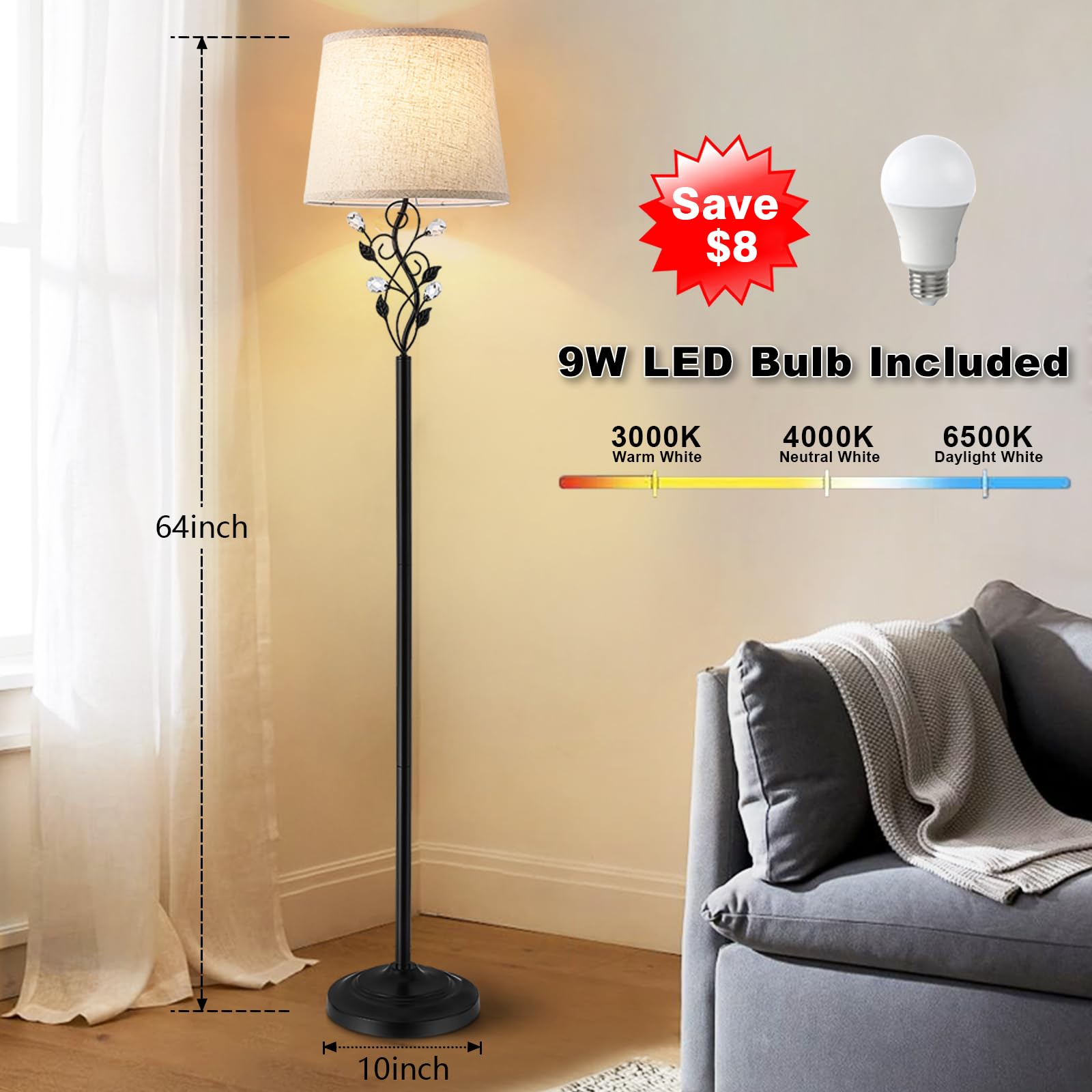 Sheeta soft linen shade diffuses light with gentle glow