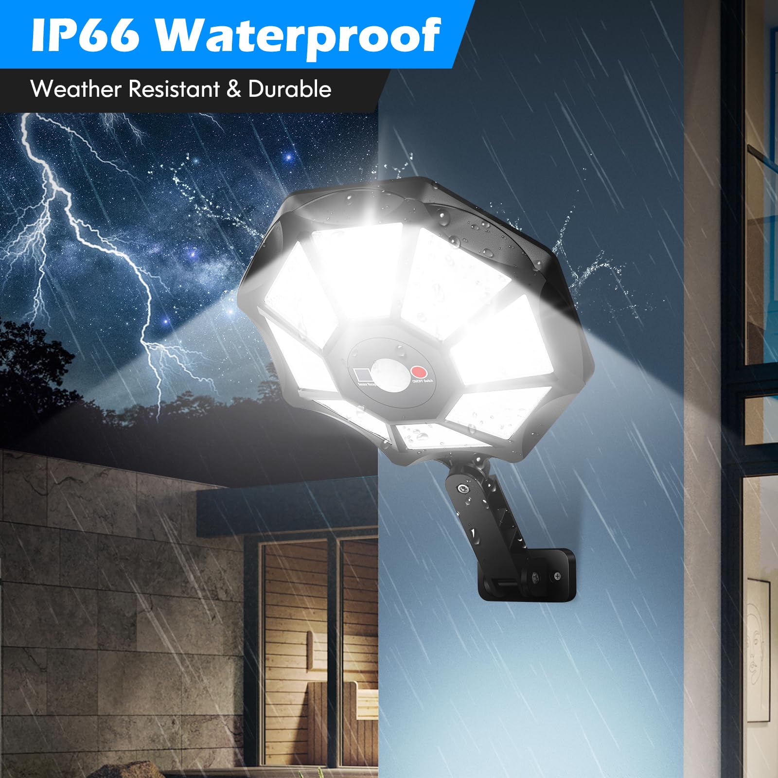 Sheetea wide-coverage solar flood light ideal for parking and yards