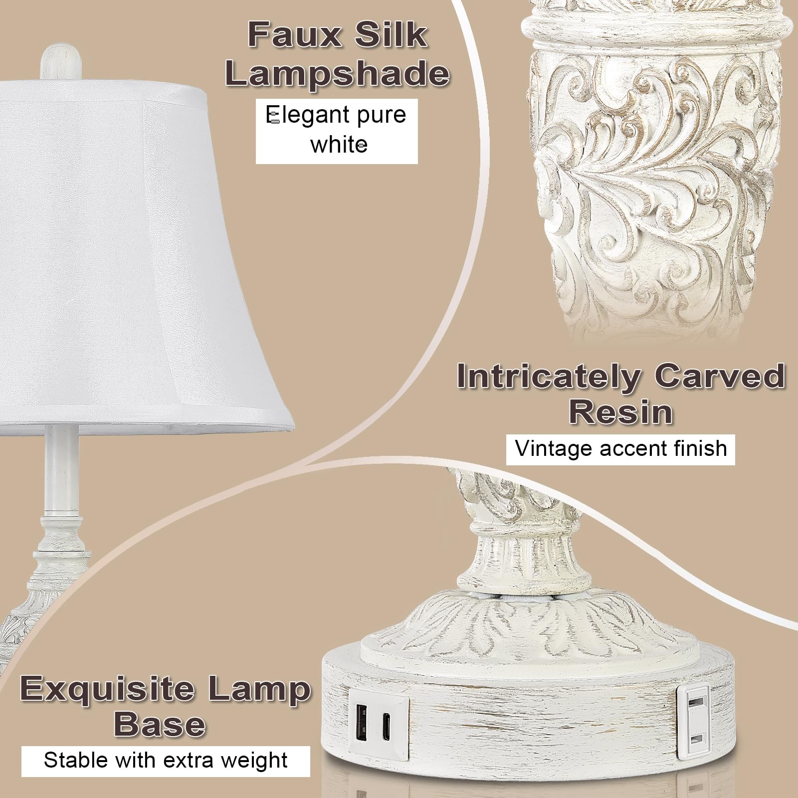 Sheetea table lamp showing dual USB ports for convenient charging near bed or desk.