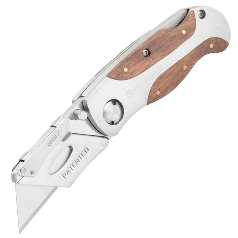 Sheffield 12115 folding knife in one hand opening action for easy use