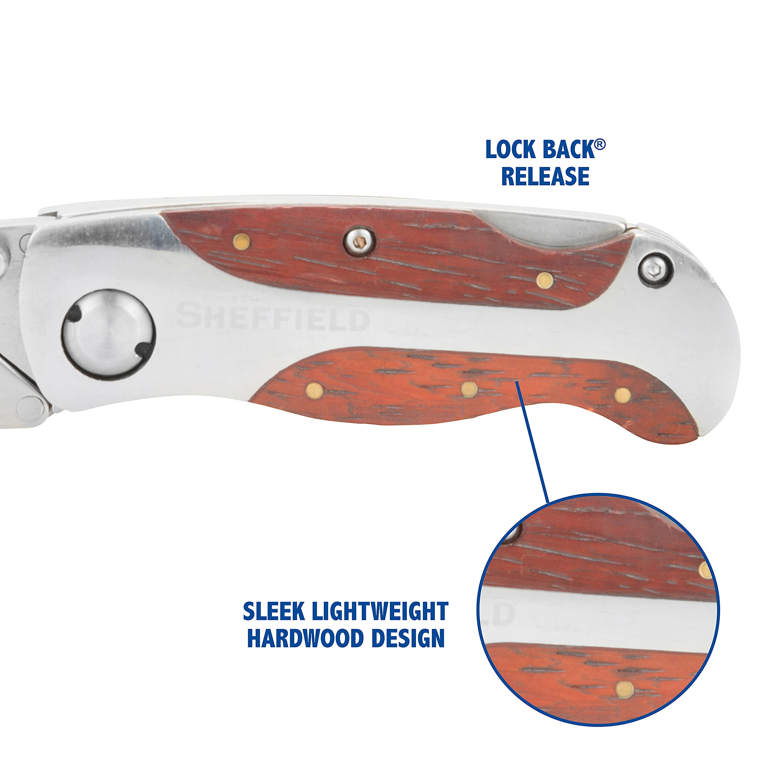 Sheffield 12818 compact folded size fits easily in the leather sheath