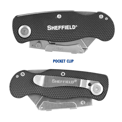 Sheffield lockback safety mechanism secures blades during precise cuts