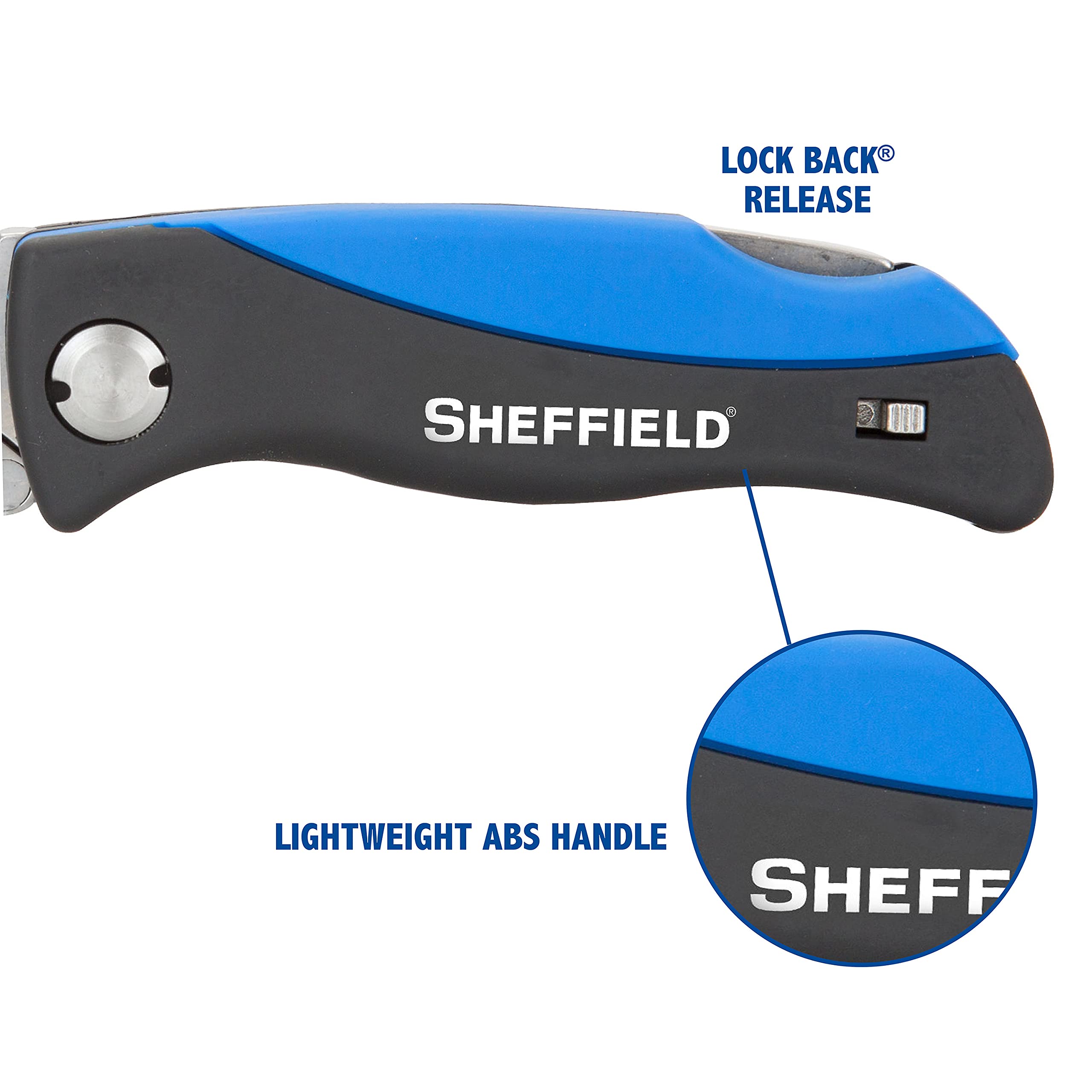 Sheffield rapid blade-change mechanism enables tool-free blade swaps on site.