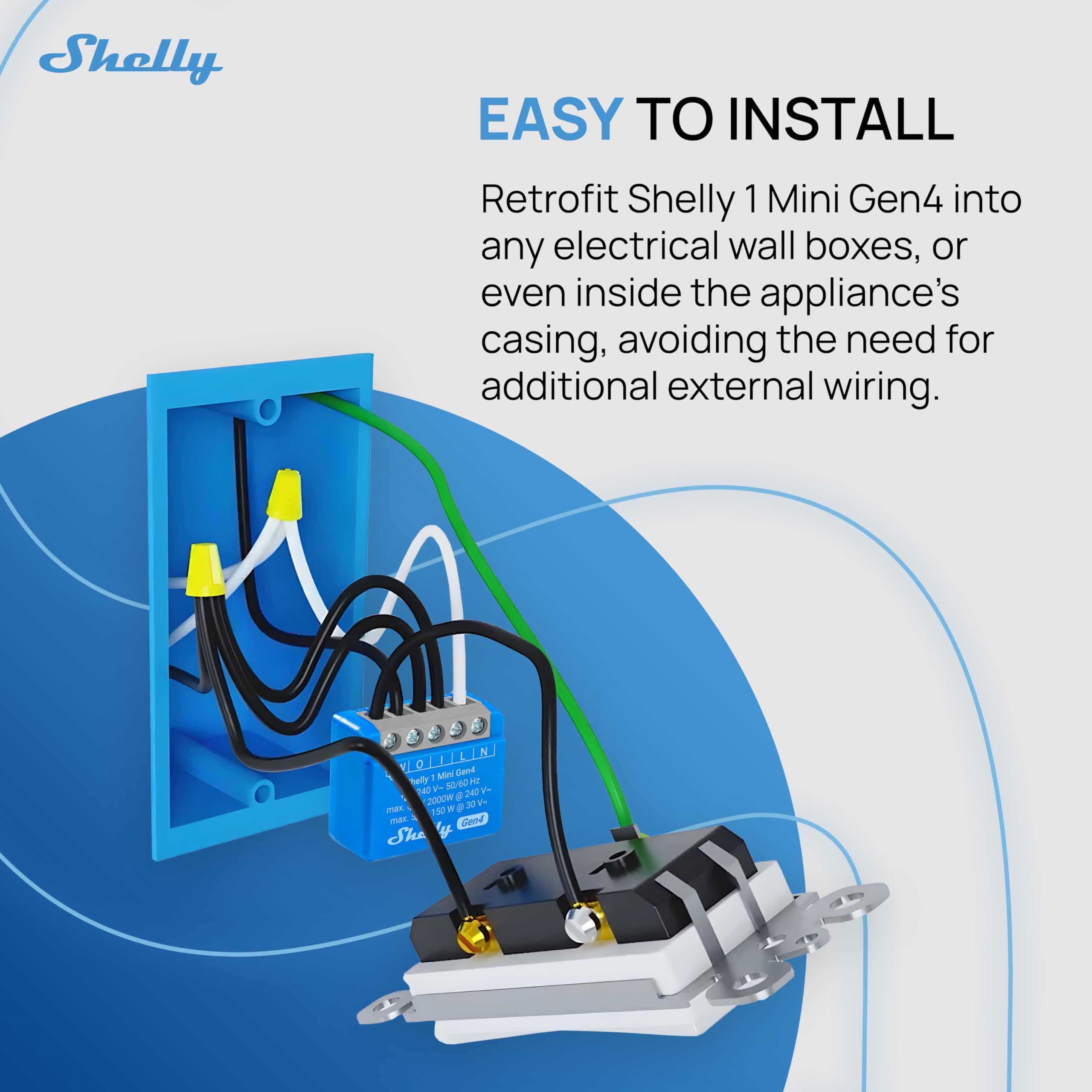Shelly 1 Mini Gen4 supports up to 8A for lamps and small appliances.