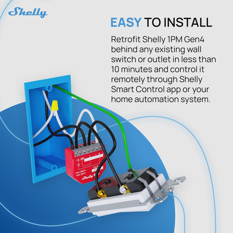 Shelly 1PM Gen4 Bluetooth gateway enabling smart home connectivity.