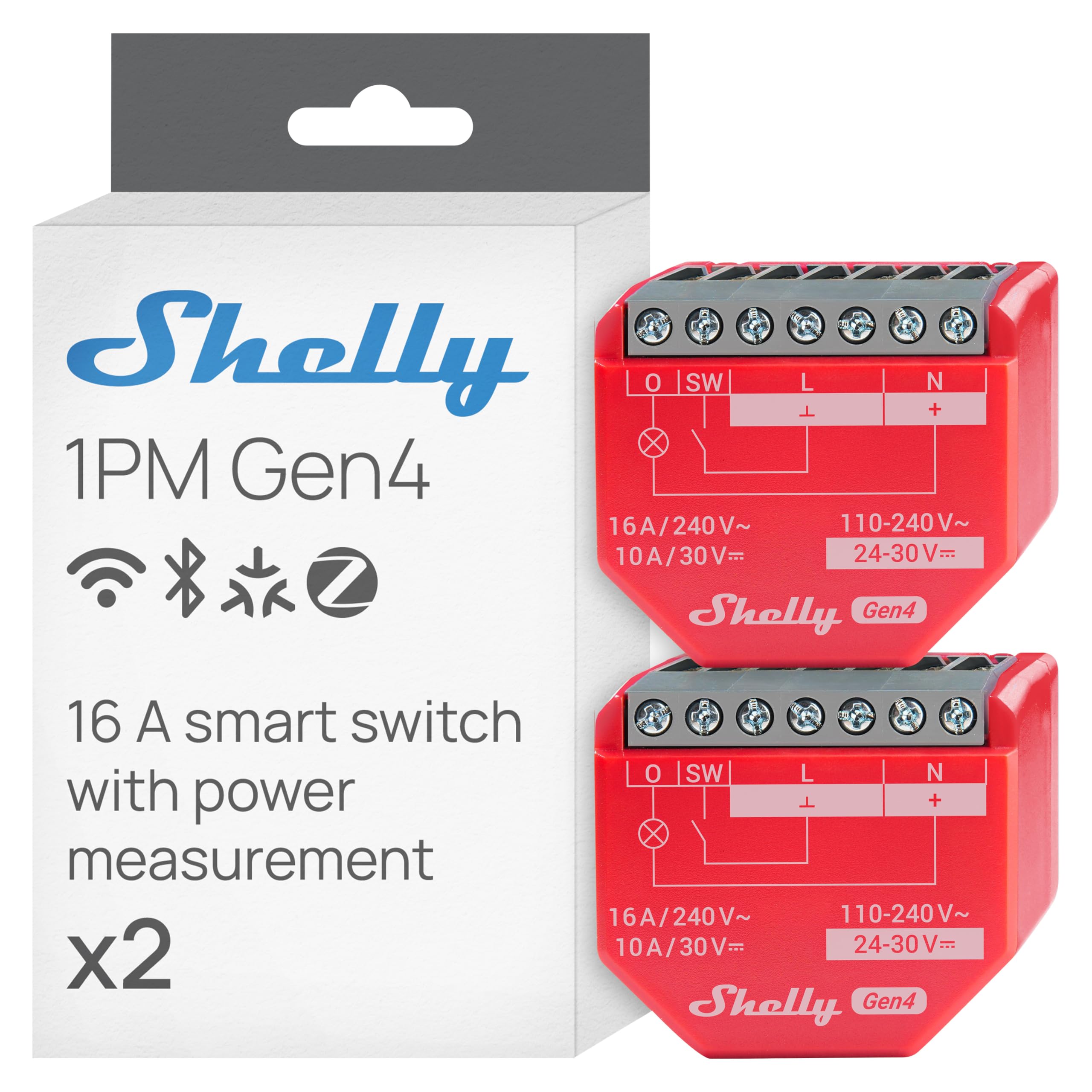 Shelly 1PM Gen4 mounted behind a wall switch for seamless automation.