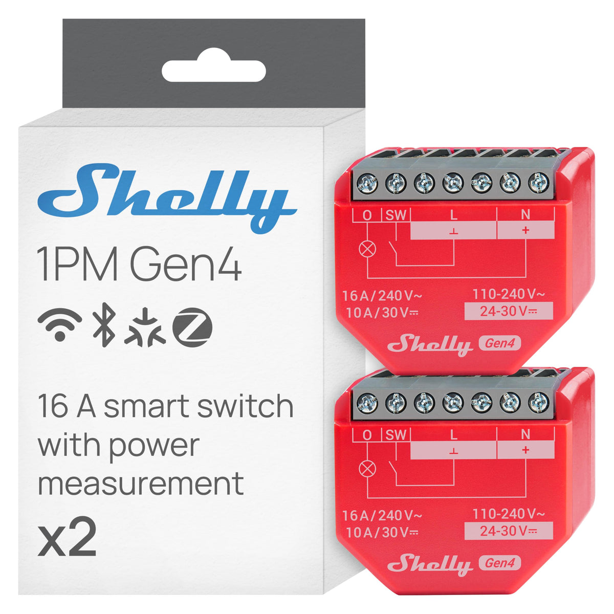 Shelly 1PM Gen4 mounted behind a wall switch for seamless automation.