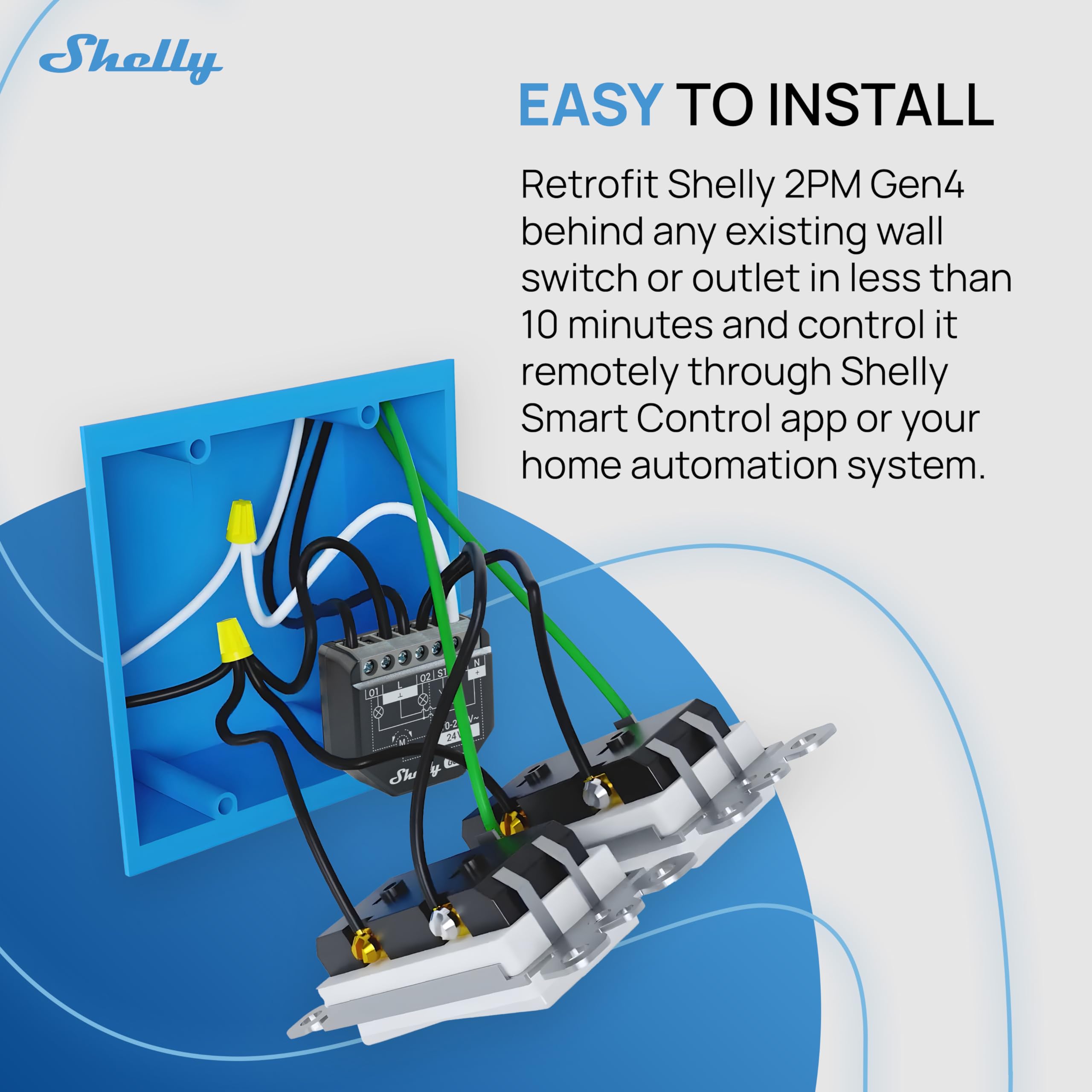 Shelly 2PM Gen4 app control on a smartphone for remote automation.