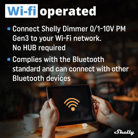 Shelly Dimmer Gen3 Bluetooth gateway icon highlights enhanced connectivity