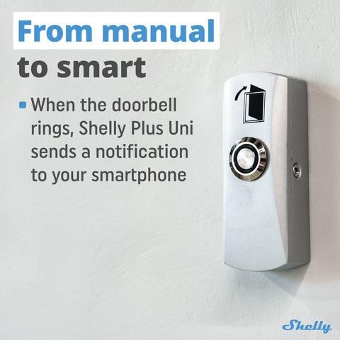 Shelly Plus Uni gate and garage control with real-time status.