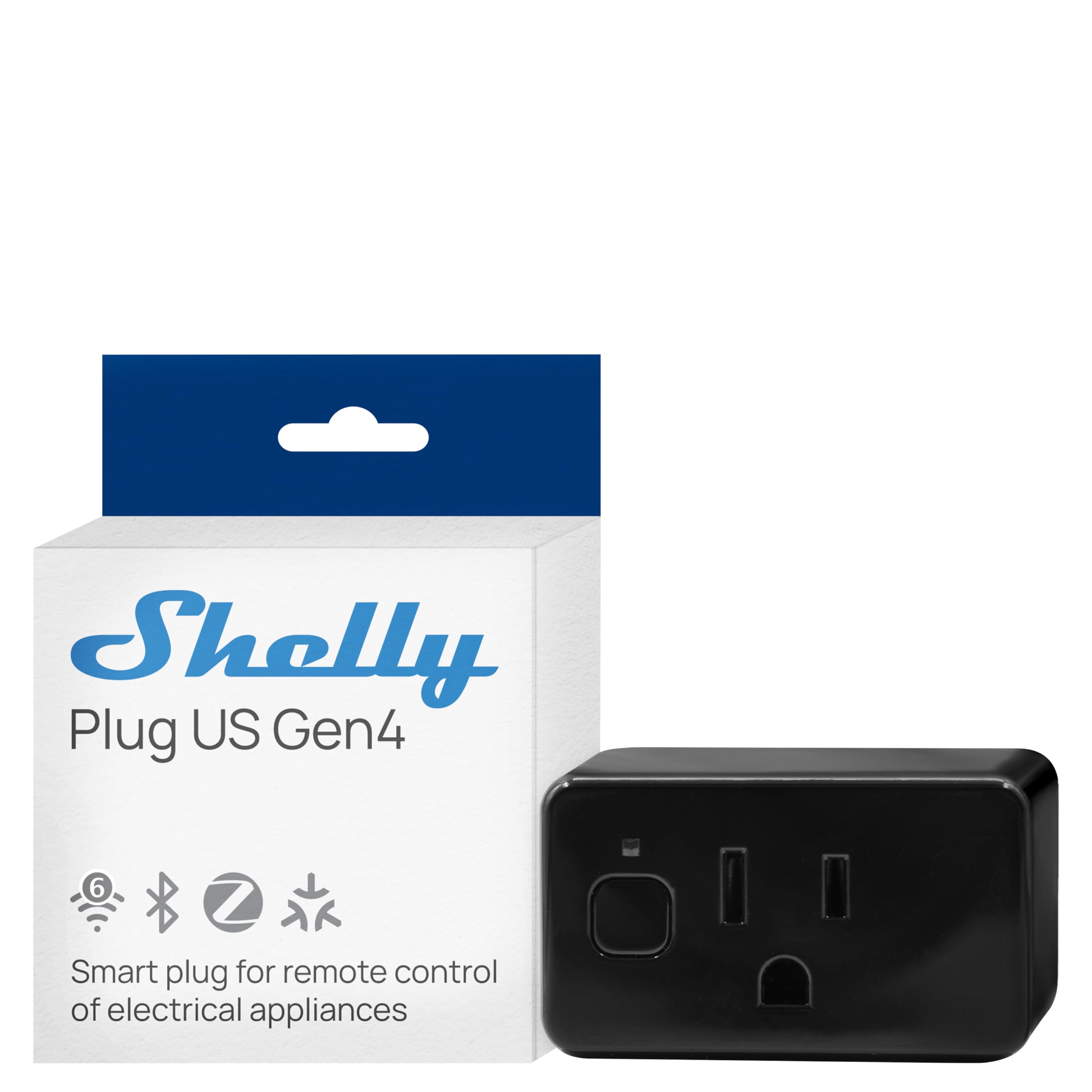 Shelly Plus US Gen4 front view showing compact design and status LED for quick checks