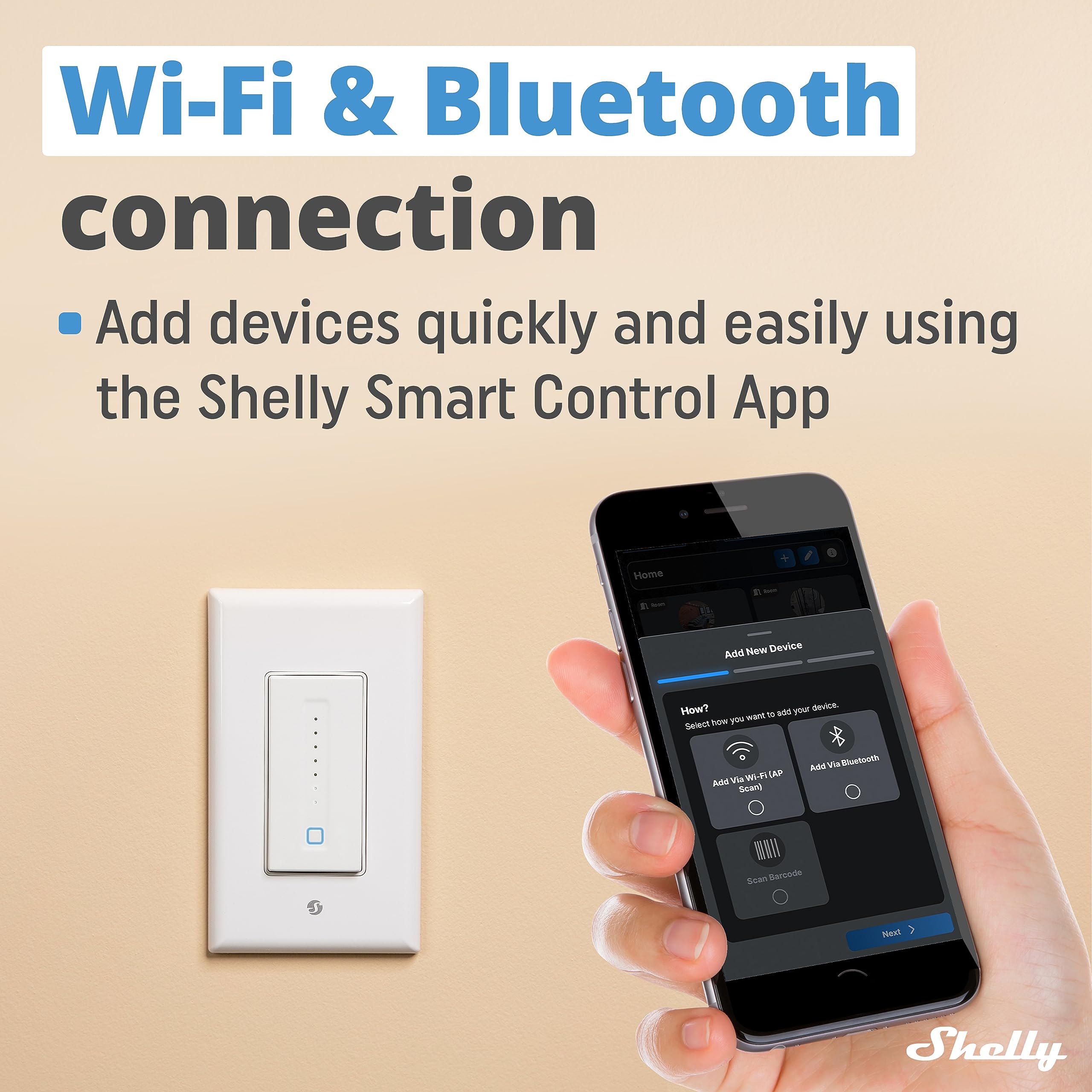 Shelly Plus Wall Dimmer US Bluetooth inclusion simplifies setup and pairing