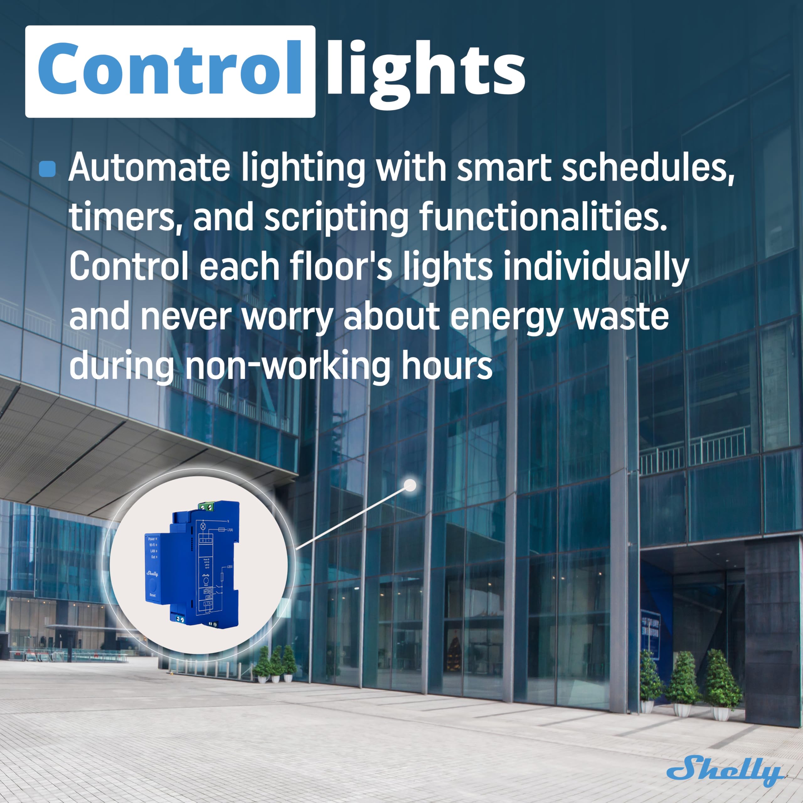 Shelly Pro 1 dry contact outputs enable flexible load switching.