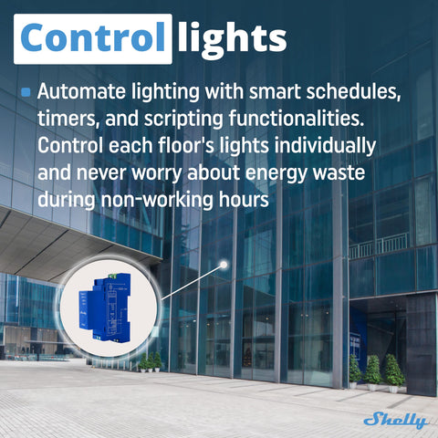 Shelly Pro 1 dry contact outputs enable flexible load switching.
