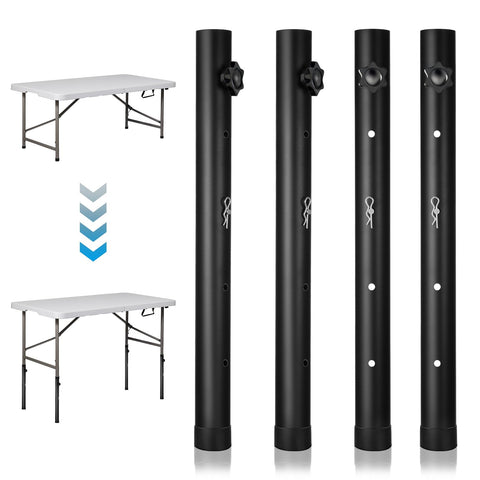 SHENLIU table leg extenders show four-height options for ergonomic setup
