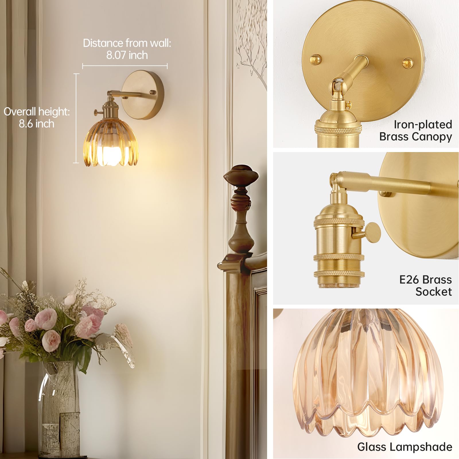 Shenmoyl amber glass shade showcasing retro charm in modern interiors