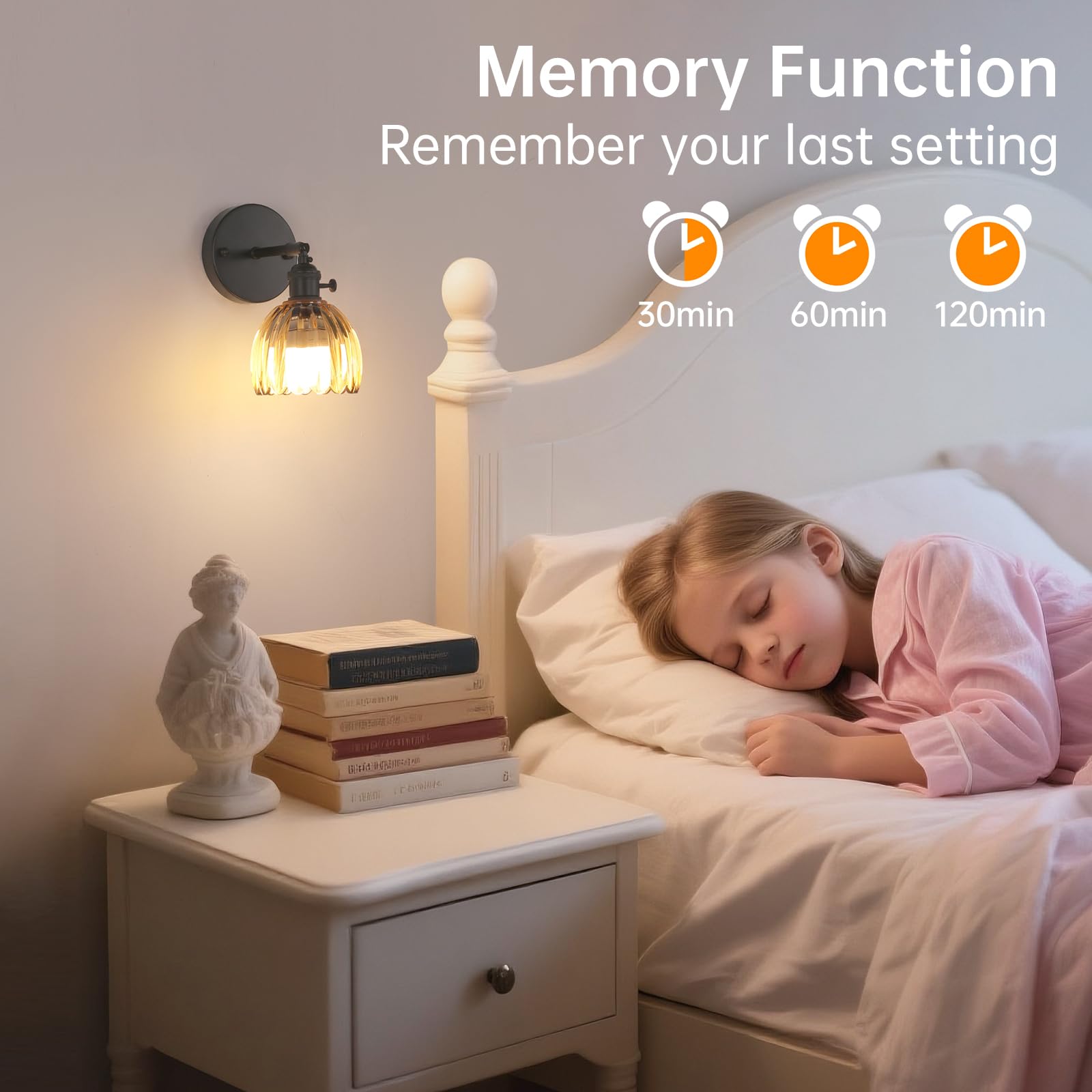 Bedside Shenmoyl sconce provides soft reading light without cords.
