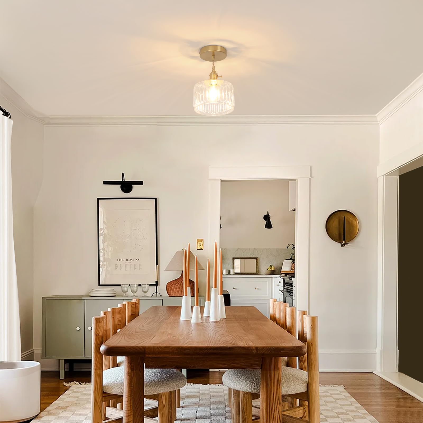 Shenmoyl pendant light enhances vintage interiors with refined lighting.