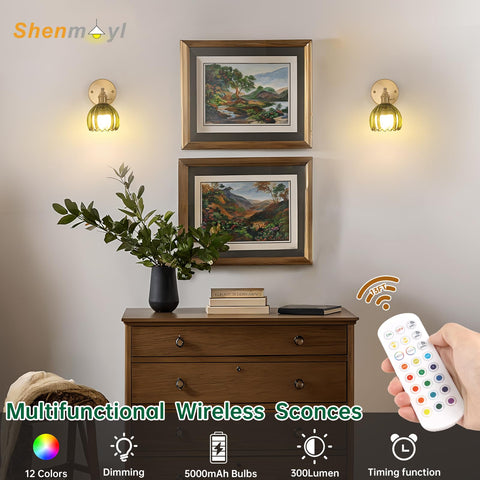 Shenmoyl rechargeable 5000mAh wall light offers wireless placement