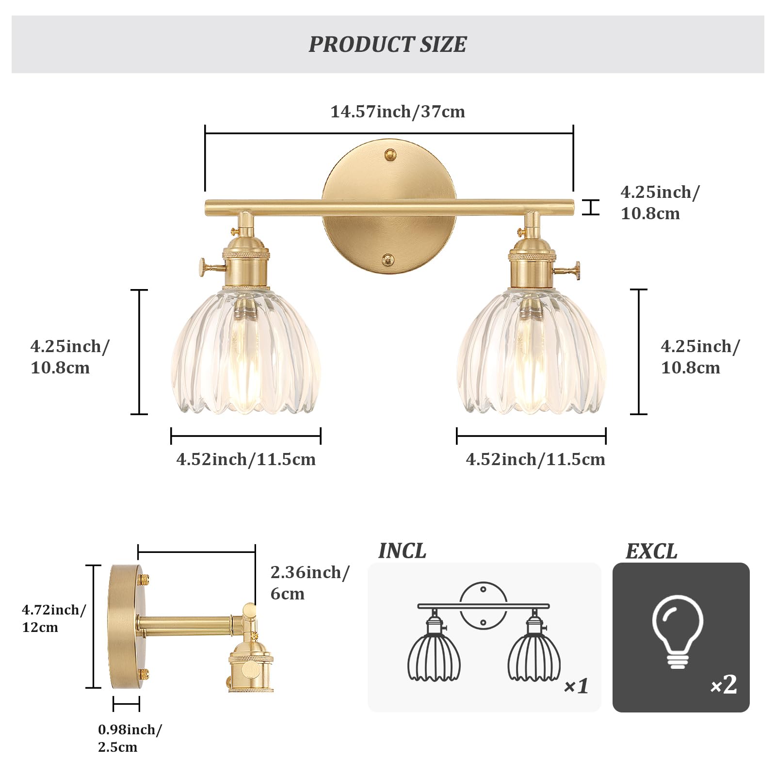 Rotary switch on Shenmoyl hardwired vanity light