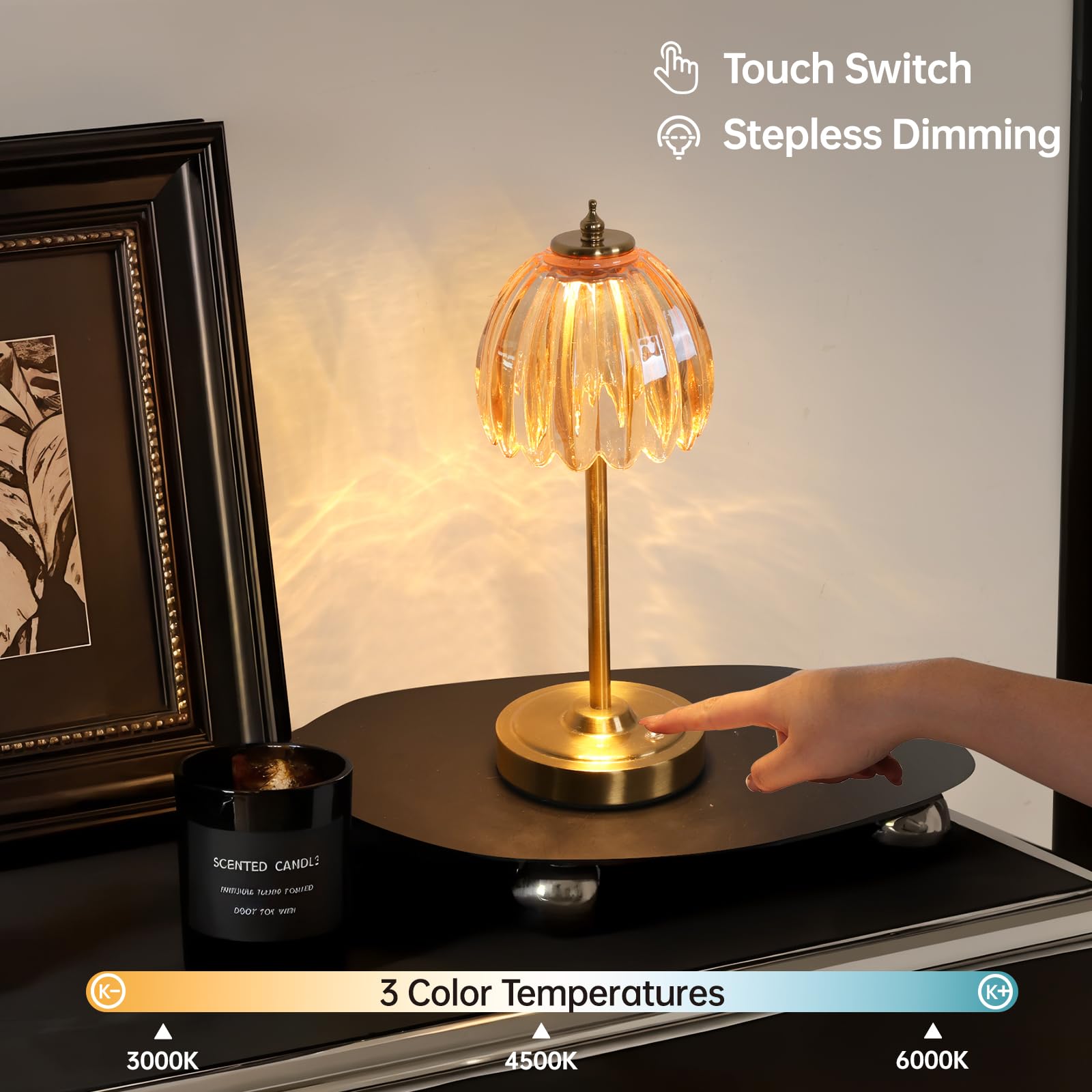 Shenmoyl Tulip Lamp demonstrates 3-color temperature control for work or relaxation.