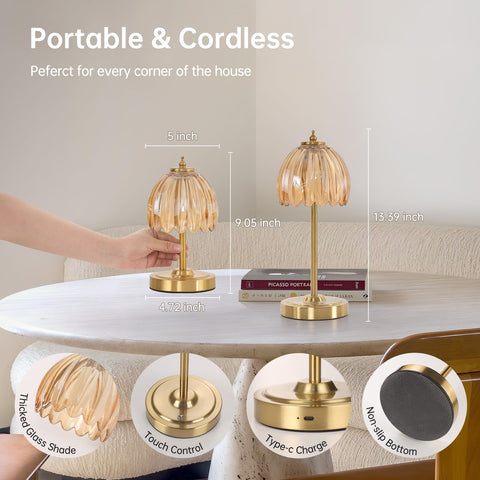Shenmoyl Tulip Table Lamp brass base detail shows durable elegance