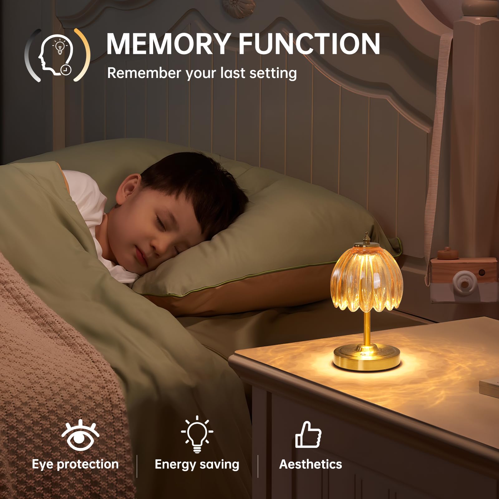 Shenmoyl Tulip Table Lamp nightstand setup for reading light