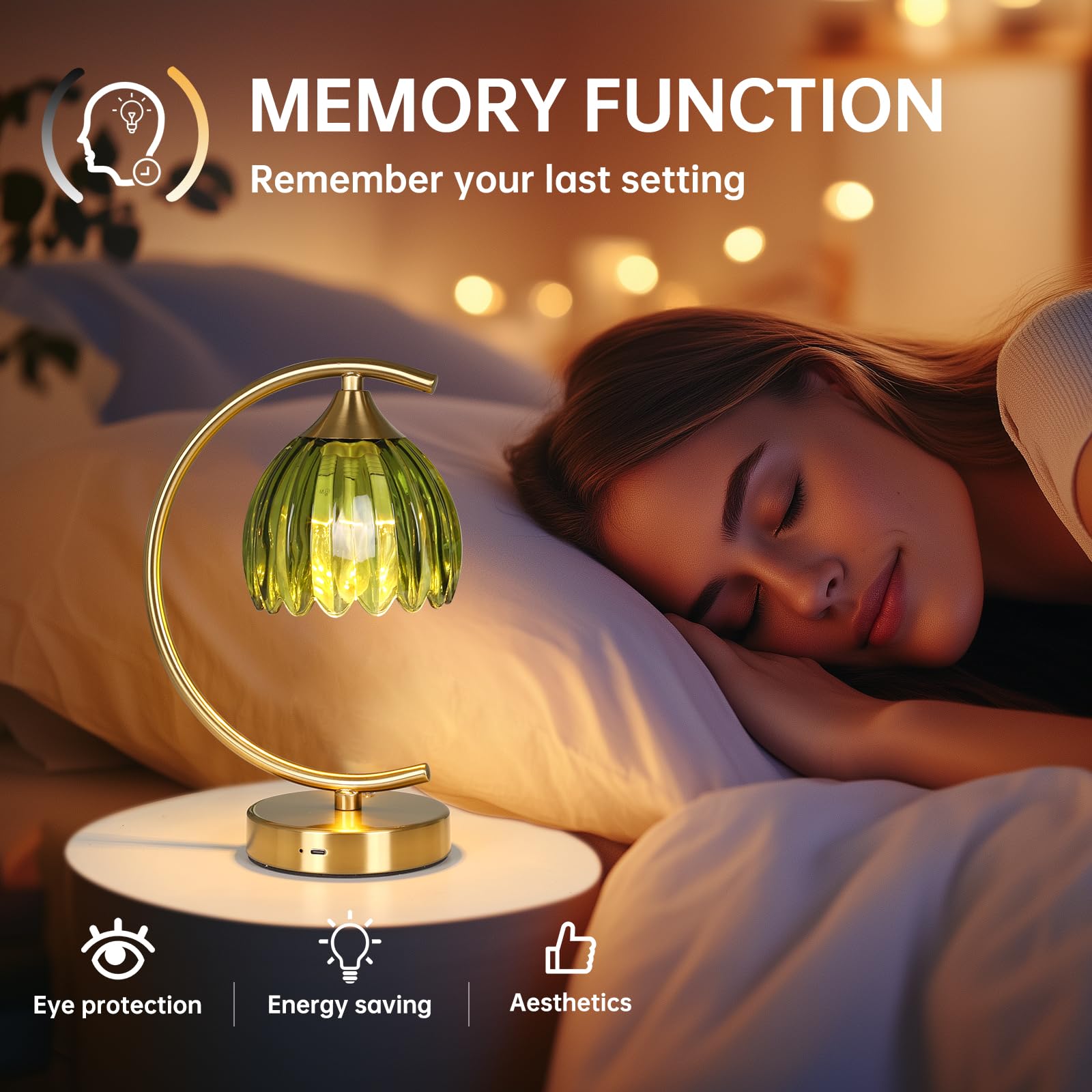 Shenmoyl Tulip lamp handle enables easy pickup and relocation around the home.