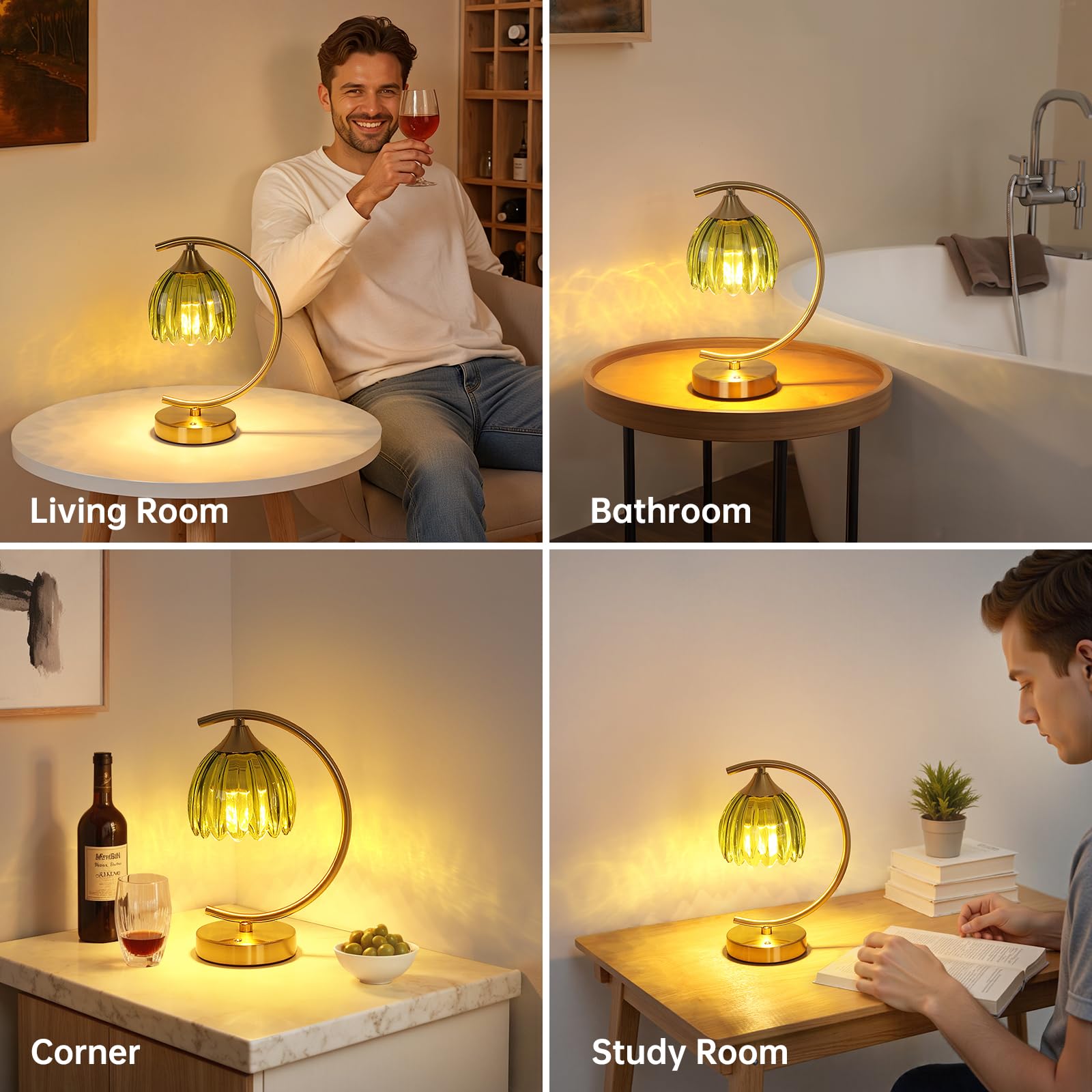 Shenmoyl Tulip lamp charges quickly via USB-C for on the go convenience.