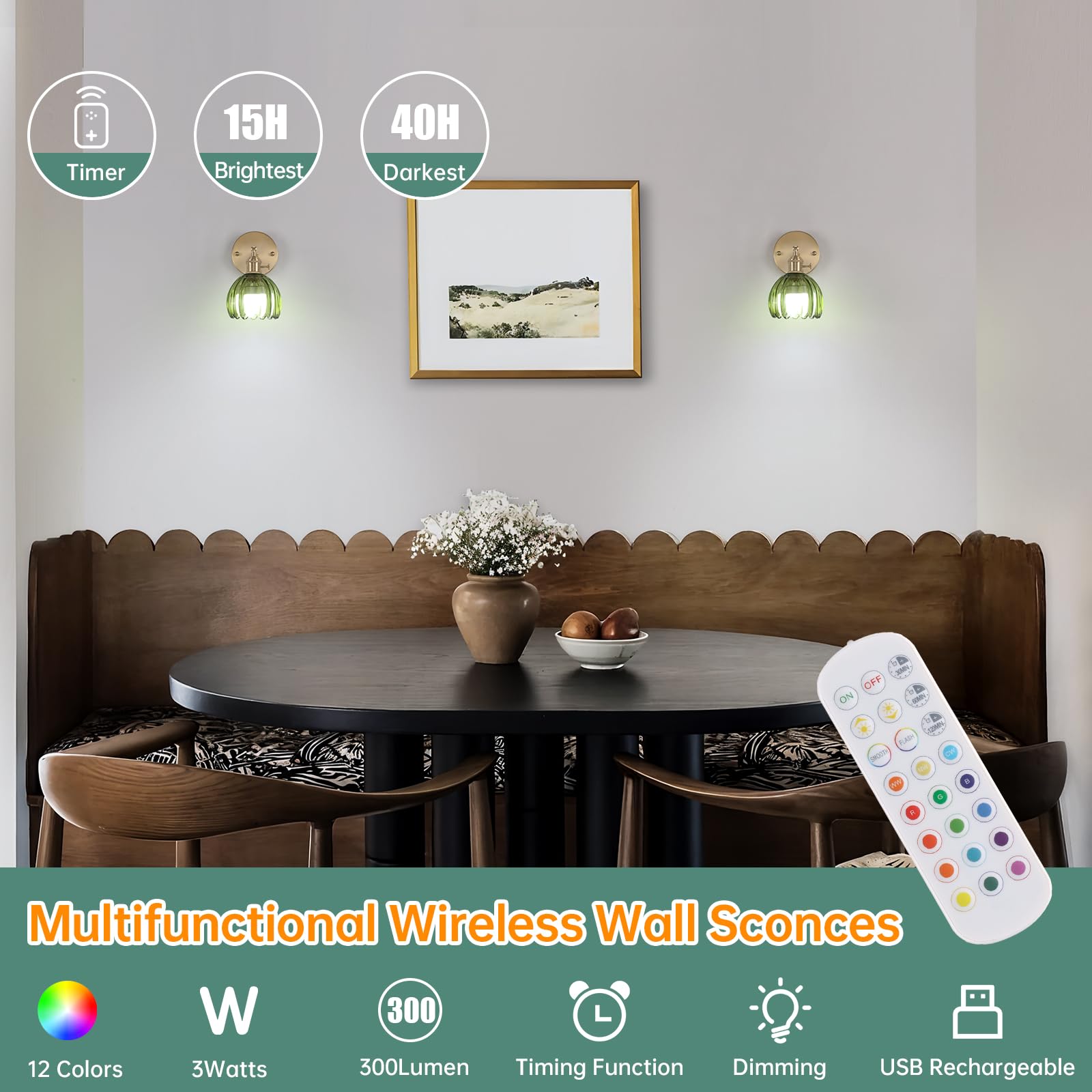 Shenmoyl wall light with remote control for convenient, adjustable brightness anywhere