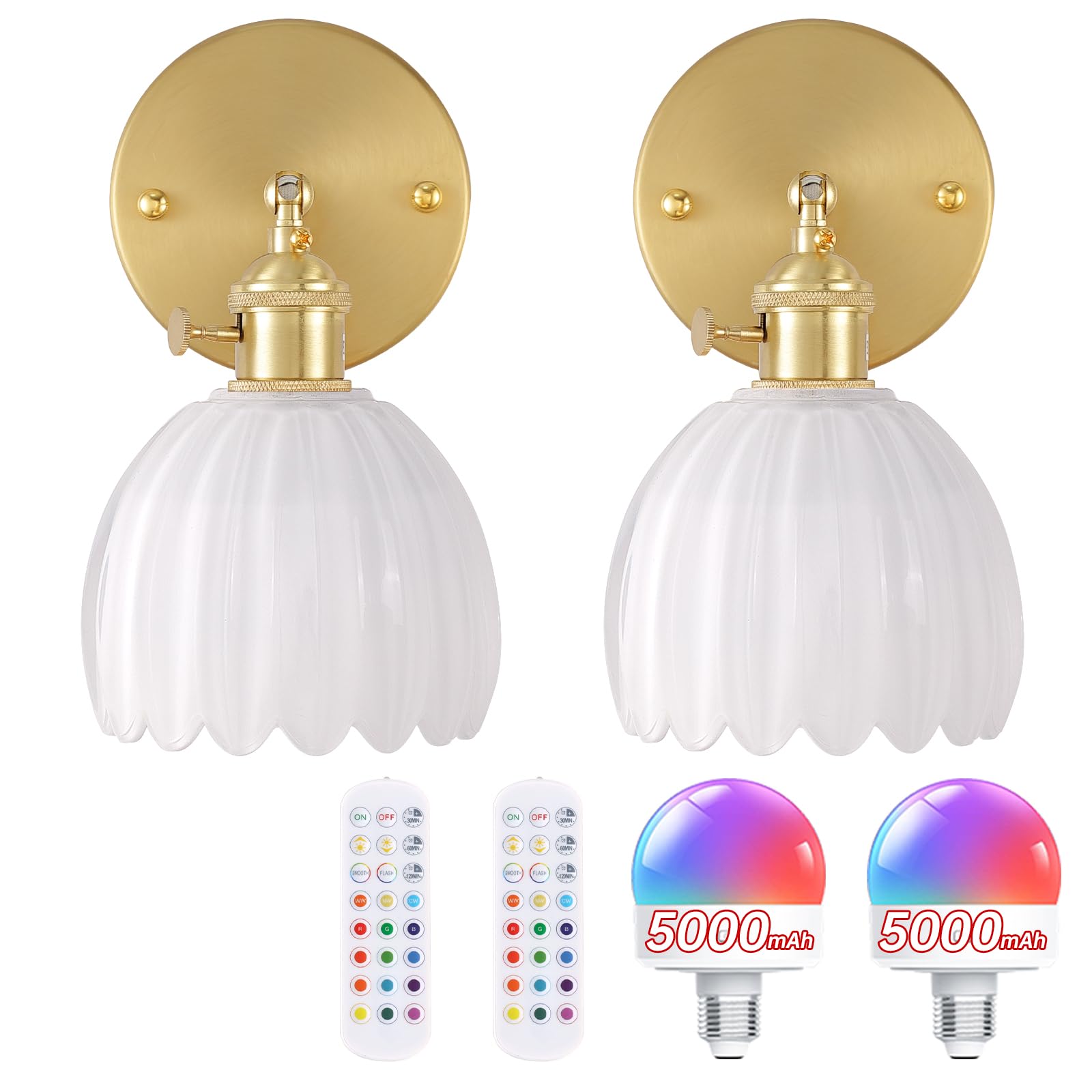 Shenmoyl vintage wall sconce with tulip shade front view emits warm ambience