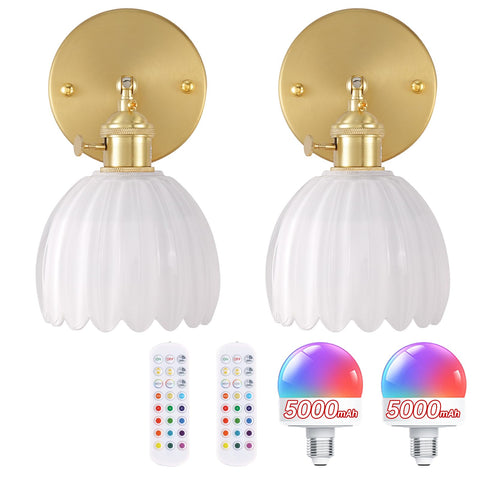 Shenmoyl vintage wall sconce with tulip shade front view emits warm ambience