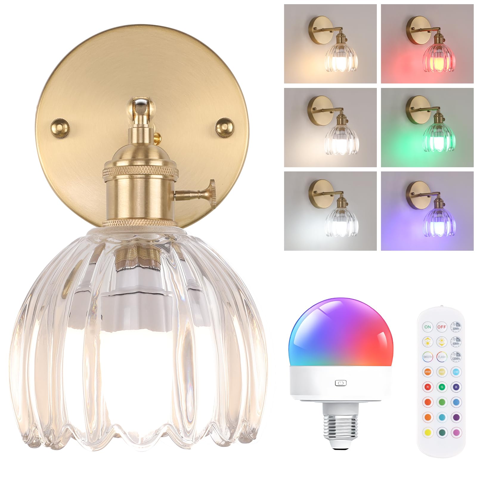 Shenmoyl vintage wall sconce with tulip shade provides ambient light