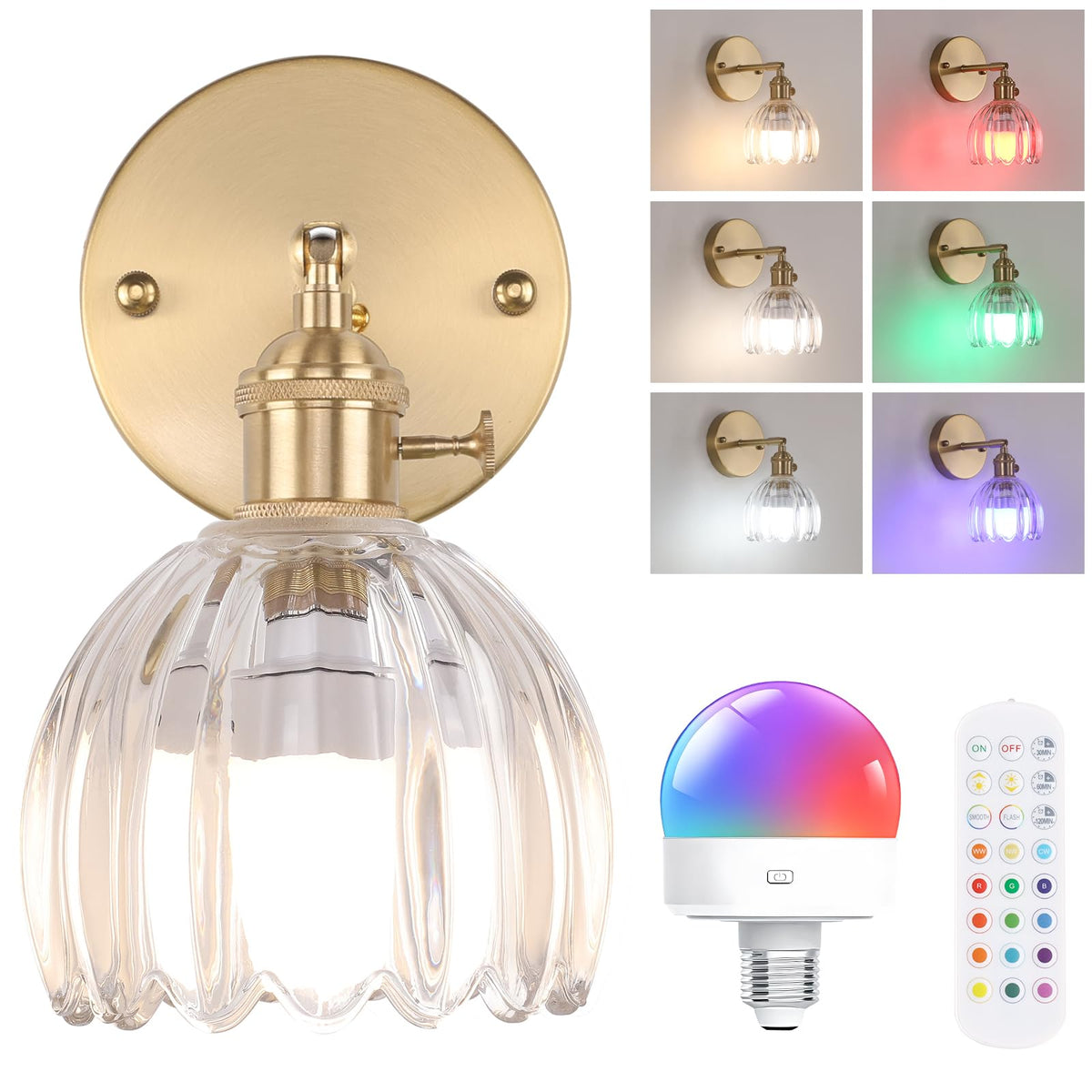 Shenmoyl vintage wall sconce with tulip shade provides ambient light