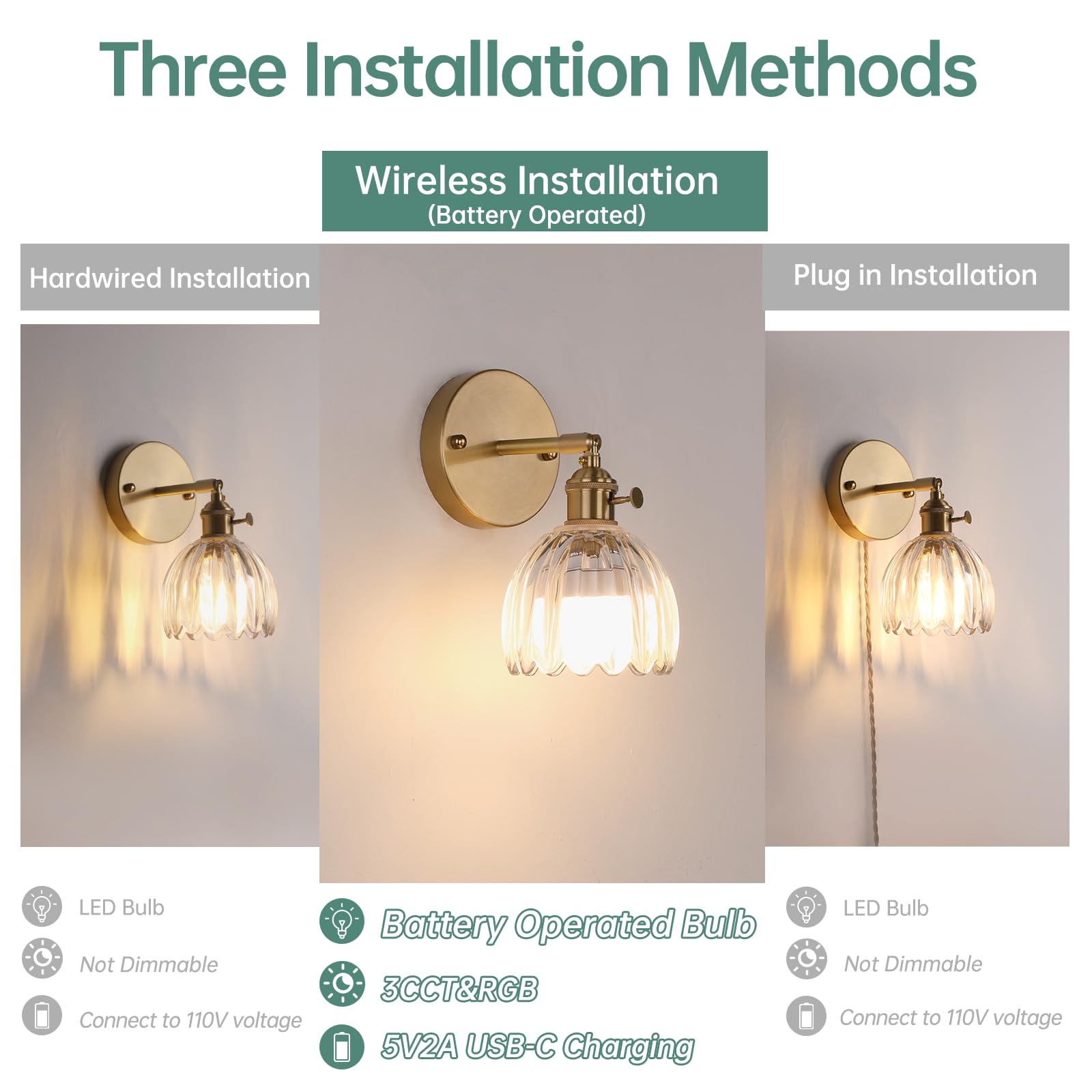 Shenmoyl wall sconce installation is easy and renter-friendly