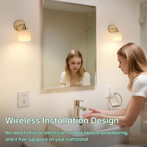 Remote control used to adjust color and brightness of Shenmoyl sconce