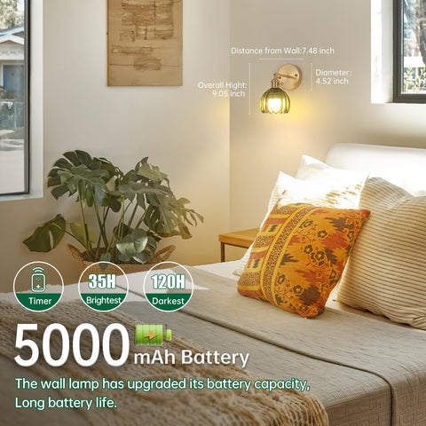 Shenmoyl wall sconce with remote control for easy adjustments