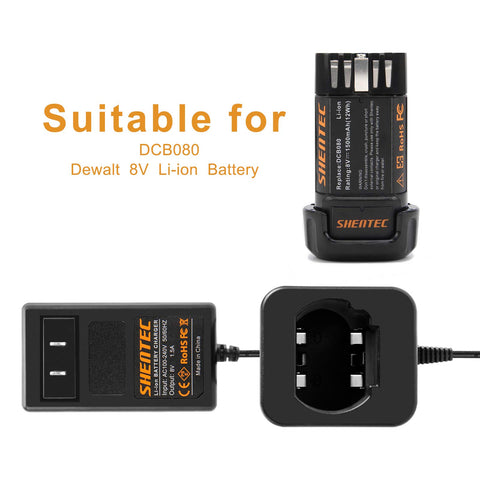 Shentec 8V charger compatible with DW4390 battery for reliable performance.