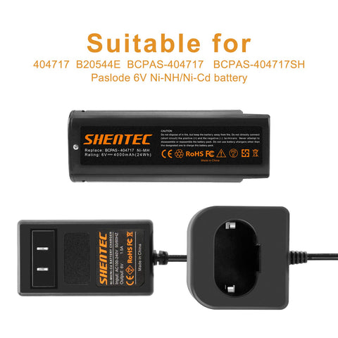 Shentec battery pack highlighting Paslode compatibility across models