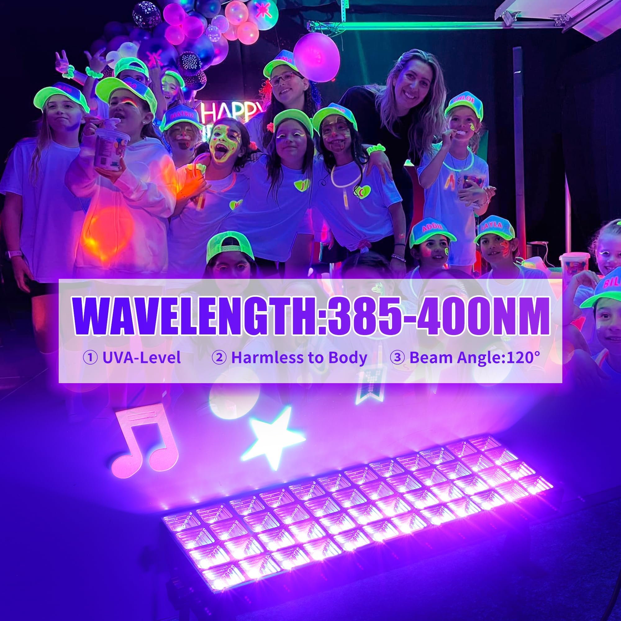 SHGPODA 100W black light bar with 6ft cord ready for plug-and-play setup