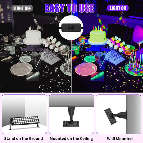 SHGPODA 100W black light bar adjustable brackets for wall or floor mounting