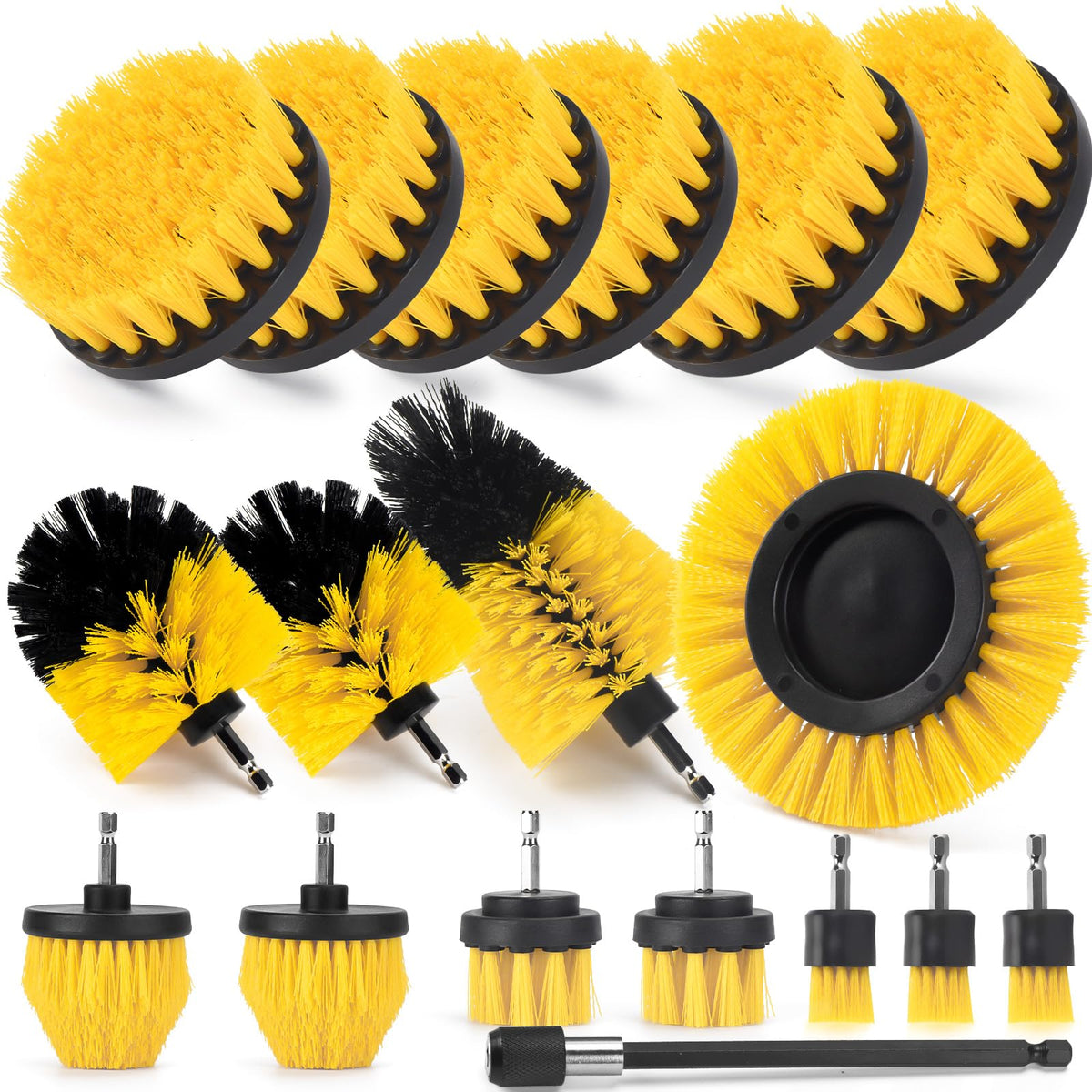SHIELDPRO 18PC kit with assorted drill brush heads for versatile cleaning tasks