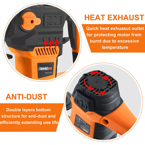 SHIELDPRO anti-dust bottom design helps protect the mechanism during dusty tasks