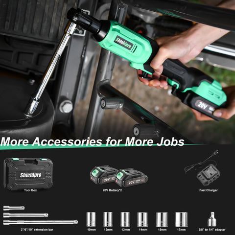 ShieldPro LED work light illuminates the work area for precise torque.