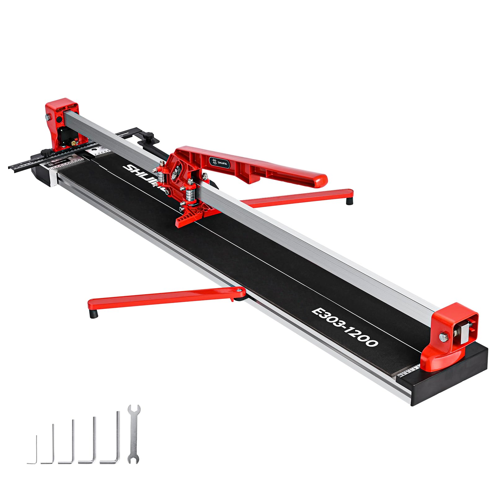 SHIJING 48inch tile cutter with laser guide showing precise alignment capability