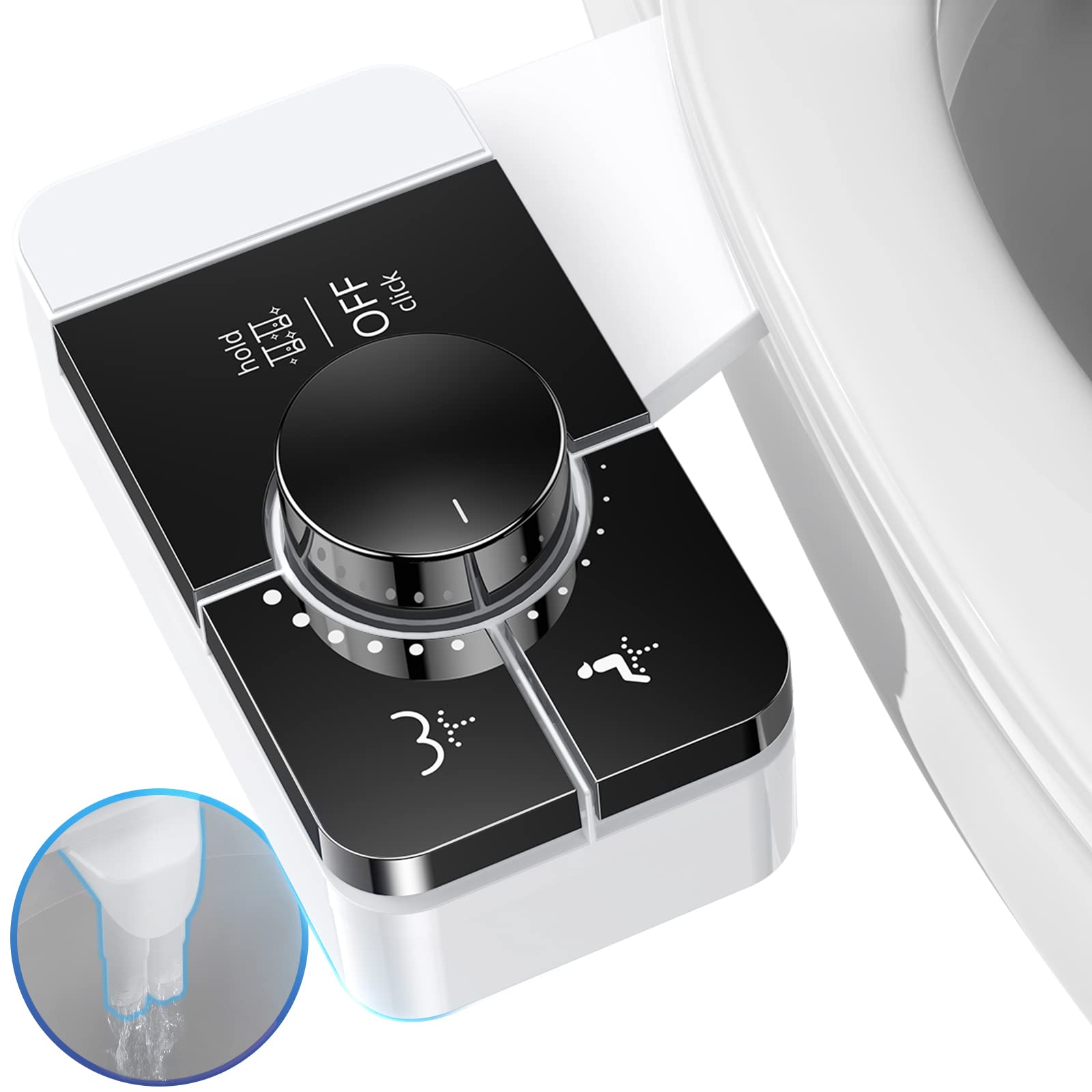 Shikitek bidet attachment ultra-slim black fits standard toilets without bulk.