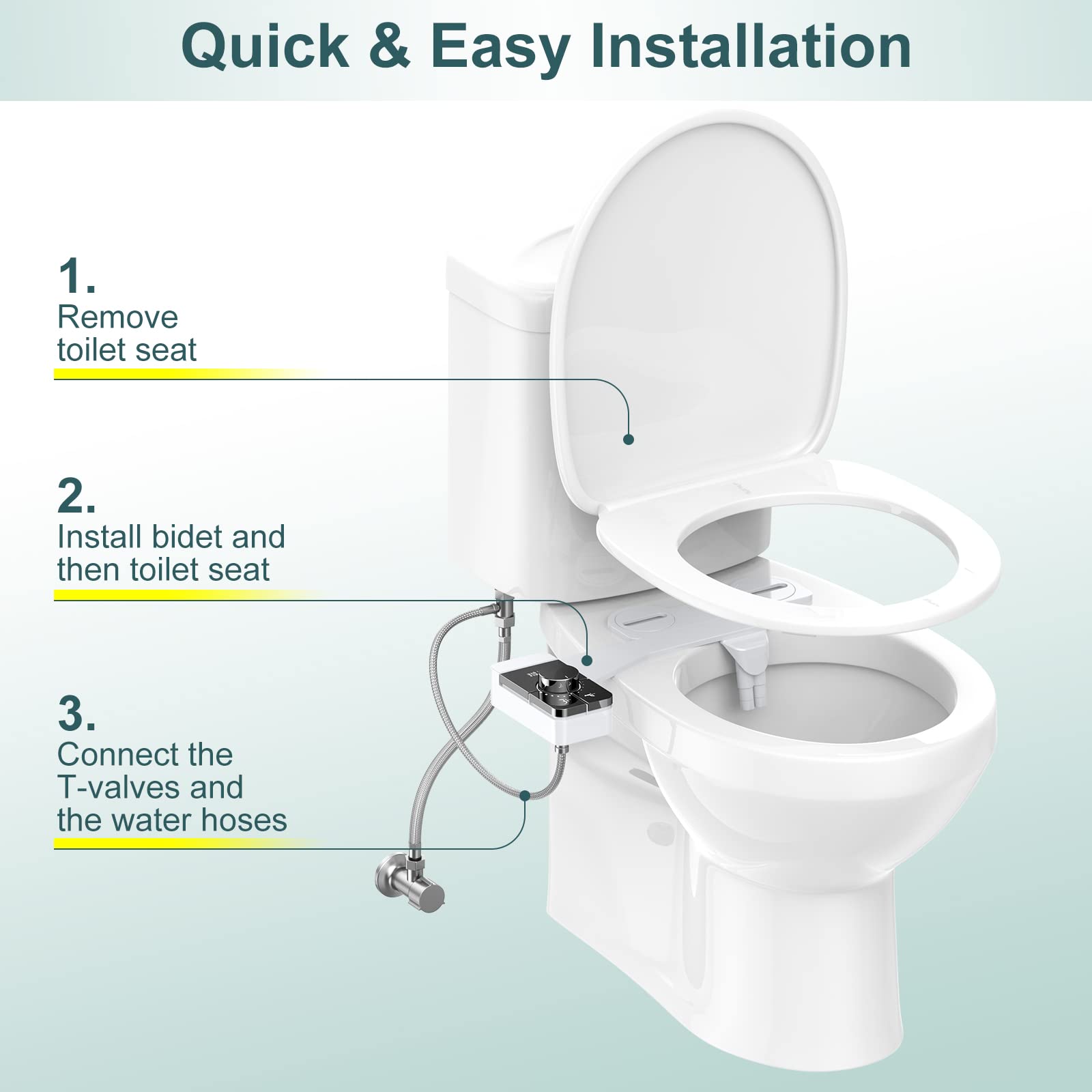 Shikitek install kit black enables quick, tool-free setup on existing toilets.
