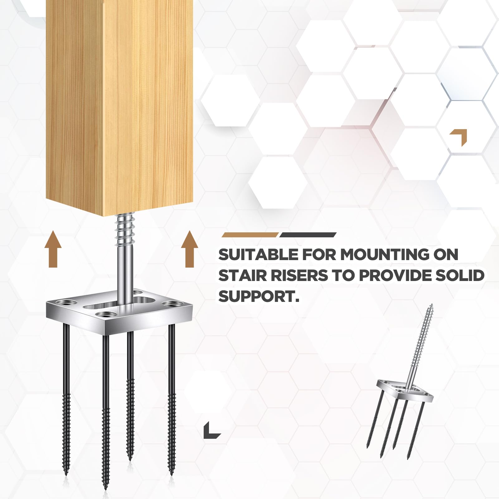 Shimeyao long screws provide durable attachment to stairs and tile.